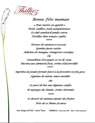 menu fête des mères 