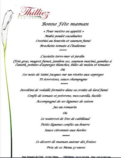 Menu fêtes des mères à 37 euros 